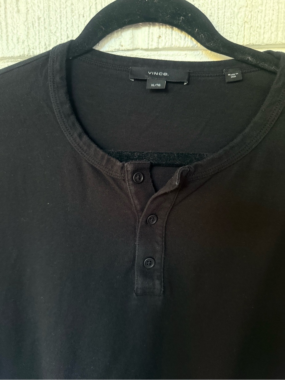 Vince Black Short-Sleeve Henley Shirt